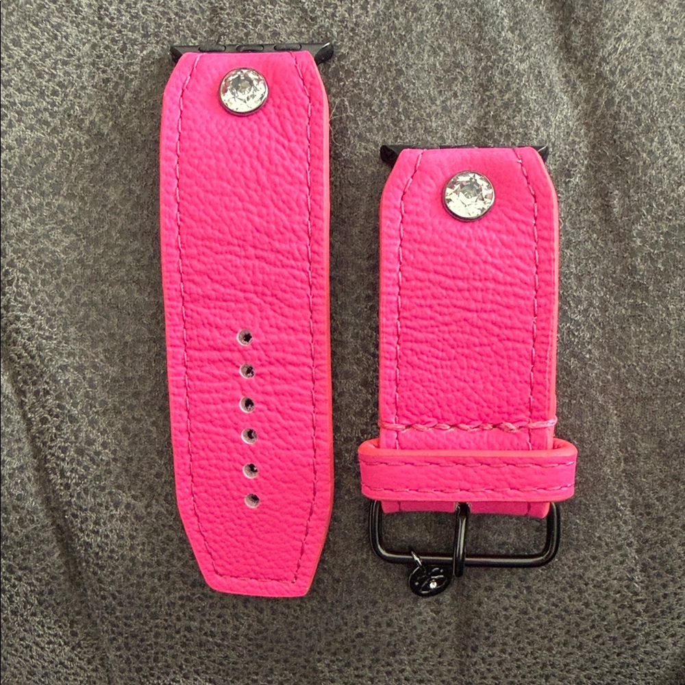 Pink Leather Spark*l Watch Band